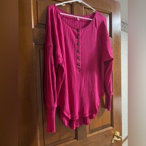 Free People Pink Oversized Henley NWOT